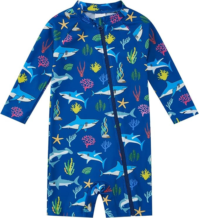 Baby Boy Swimsuit Rash Guard Shirts Toddler Boy Swimwear Full Zipper UPF 50+ Sun Protection Infan... | Amazon (US)