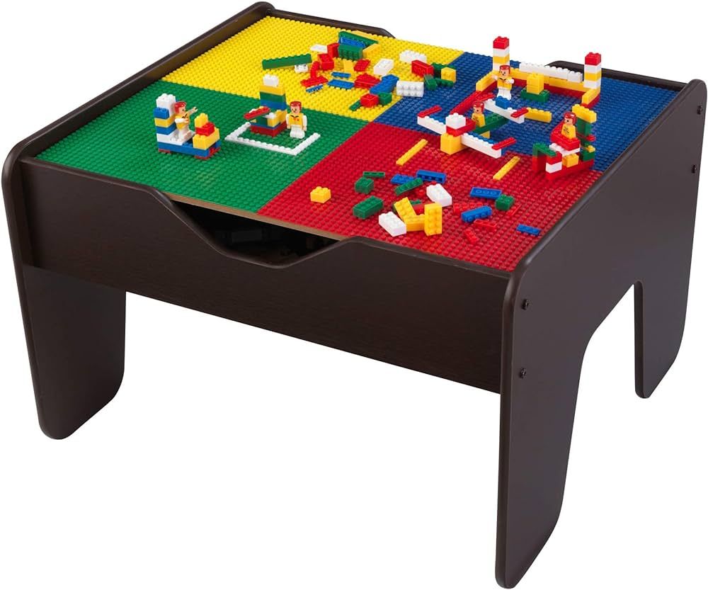 KidKraft 2-in-1 Reversible Top Activity Table with 200 Building Bricks and 30-Piece Wooden Train ... | Amazon (CA)