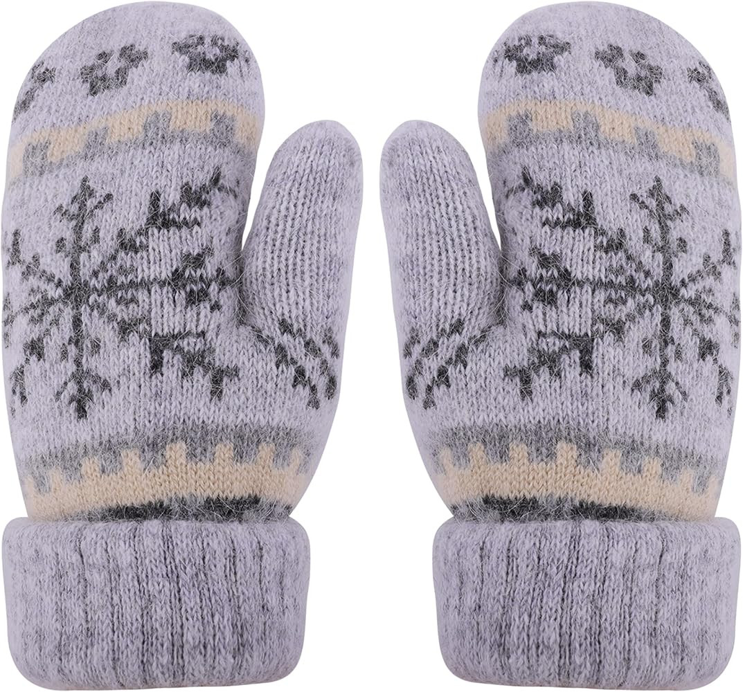 Winter Warm Mittens for Women Men - Soft-Double Layer-Snowflake Cold Weather Stretch Thick Lining... | Amazon (US)