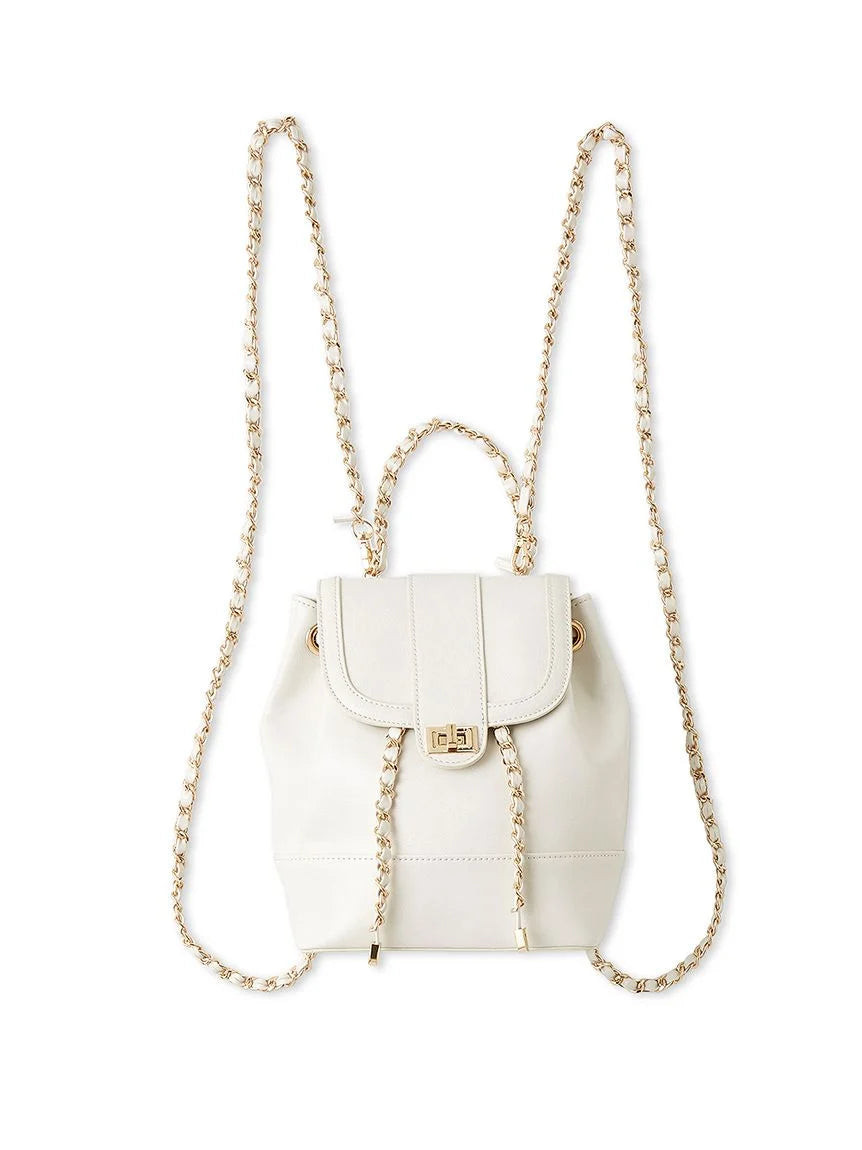 Chic Mini Backpack with Chain Straps - F(ONE SIZE) / WHITE | Snidel