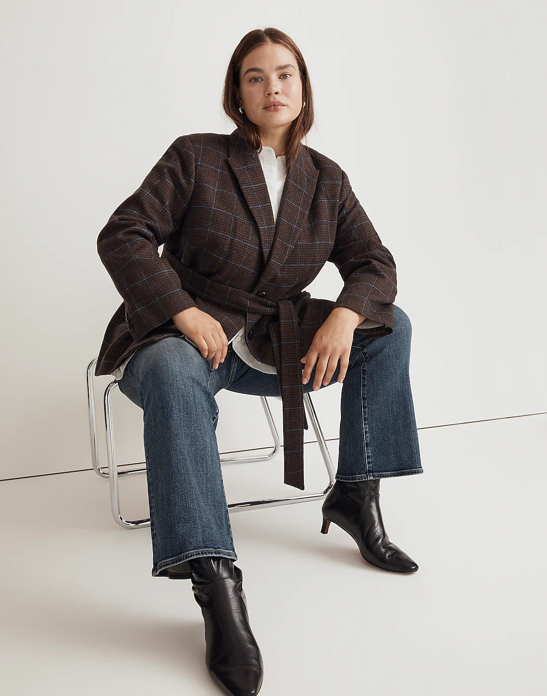 The Plus Bedford Oversized Belted Blazer in Stripe | Madewell