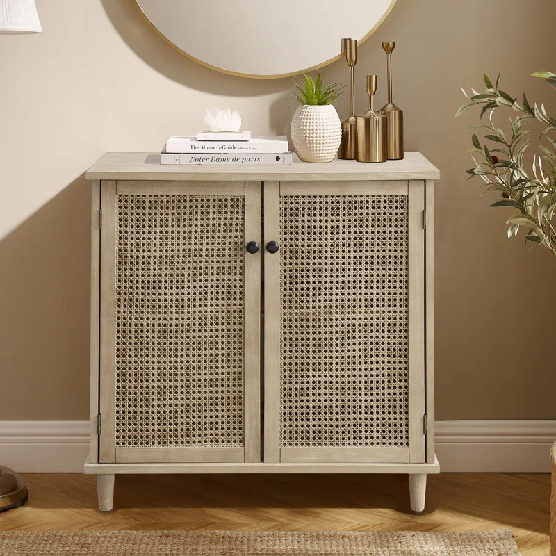 2 - Rattan Door Storage Accent Cabinet with Solid Wood Legs | Wayfair North America