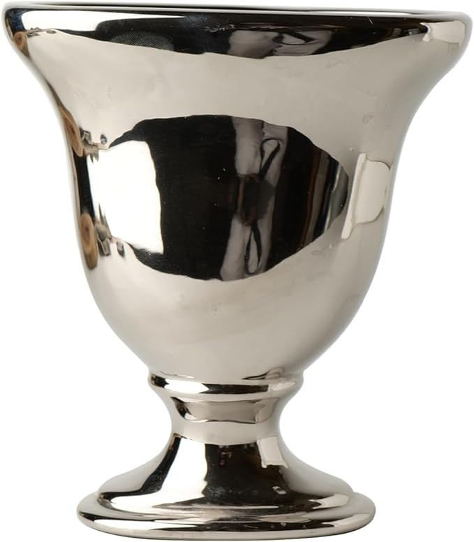 Ceramic Vase, Elegant Silver Pedestal Flower Vase, Modern Glazed Vase for Kitchen, Bedroom, Offic... | Amazon (US)