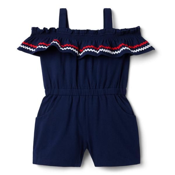 Ric Rac Trim Cold Shoulder Romper | Janie and Jack