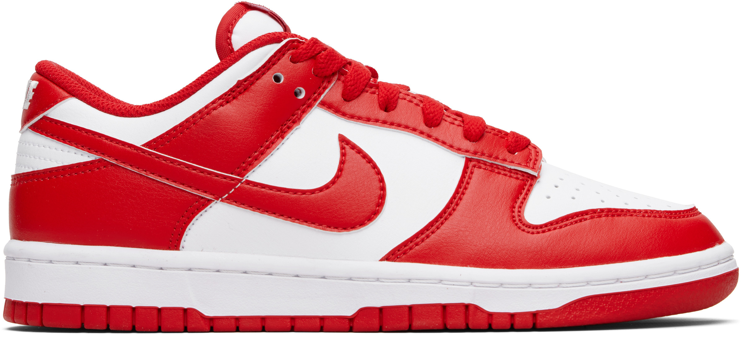 Nike White & Red Dunk Low Retro Sneakers | SSENSE