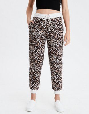 AE High-Waisted Printed Sherpa Jogger | American Eagle Outfitters (US & CA)