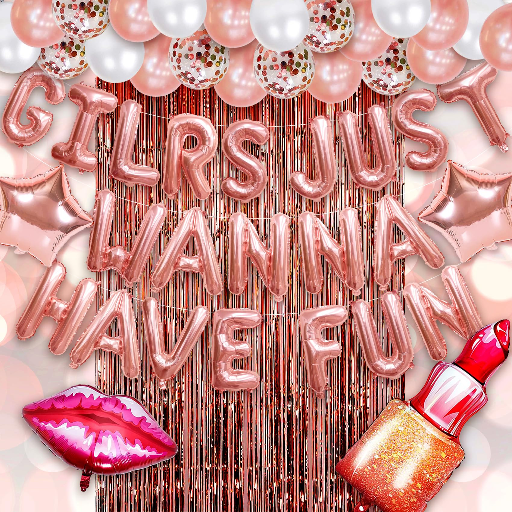 Girls Night Decorations for Adults Girls Just Wanna Have Fun Balloons Slumber Sleepover Spa Party... | Amazon (US)