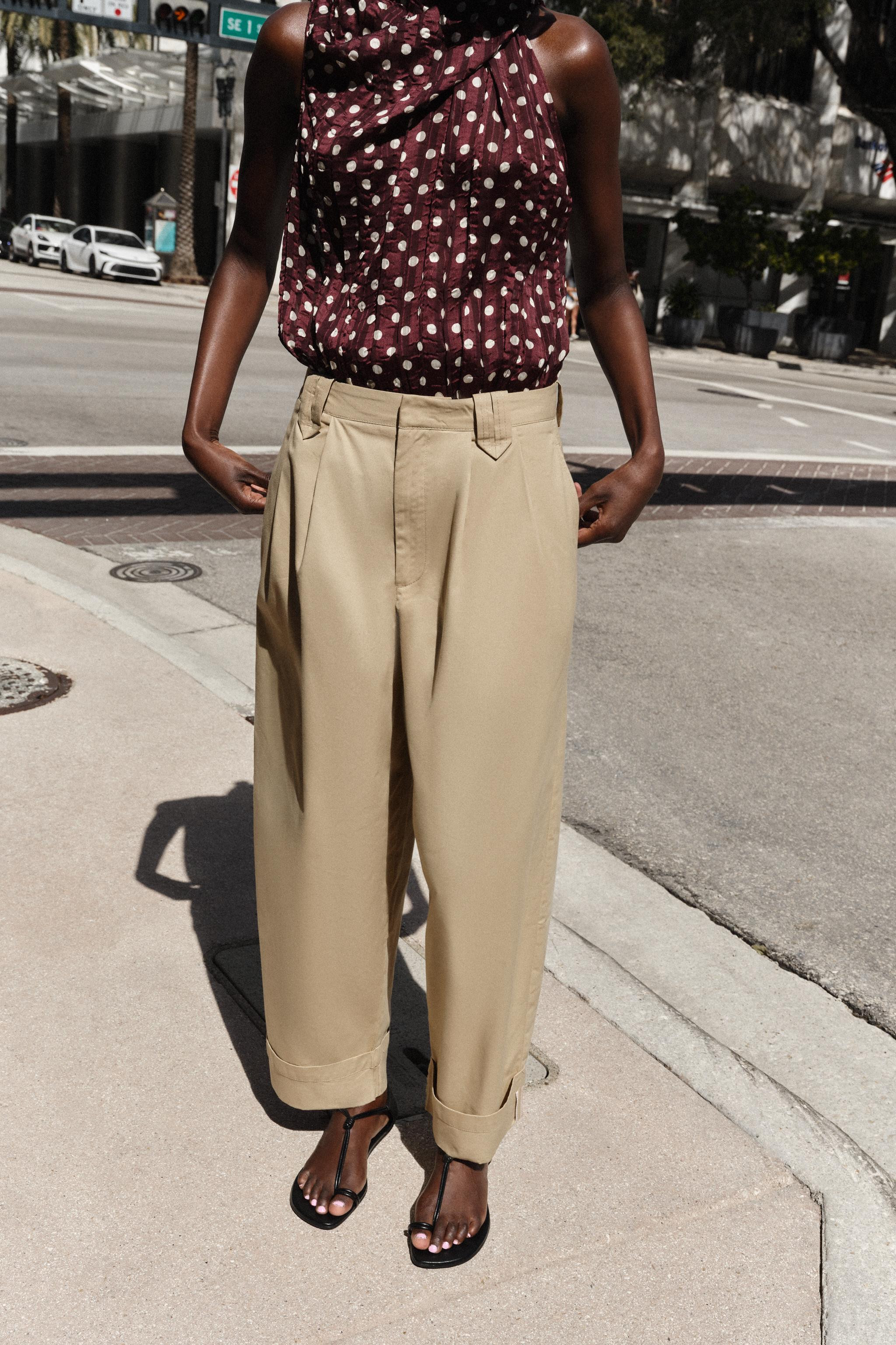 TURN-UP HEM DARTED TROUSERS | Zara US