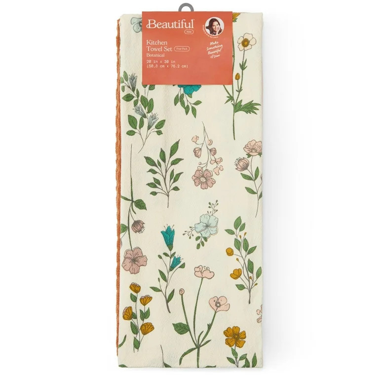 Beautiful Botanical 4-Piece Kitchen Towel Set by Drew Barrymore, Multiple, 30"W x 20"L | Walmart (US)