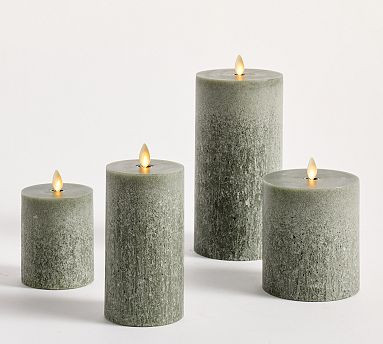Premium Flickering Flameless Wax Pillar Candle - Salt Washed | Pottery Barn (US)