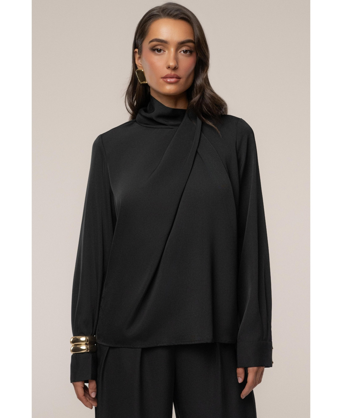 Jluxlabel Women's Alexa Satin Blouse - Black | Macy's