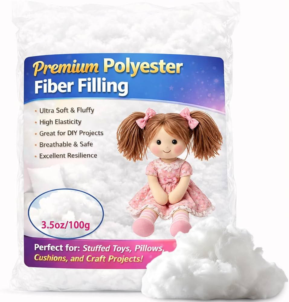 Welacer Polyfill Stuffing 3.5oz/100g, Premium Polyester Fiber Fill for Stuffed Animals, Crochet T... | Amazon (US)