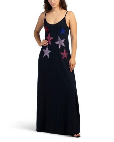 Made In Usa Supima Cotton Berna Maxi Tank Dress With Crystal Stars | TJ Maxx