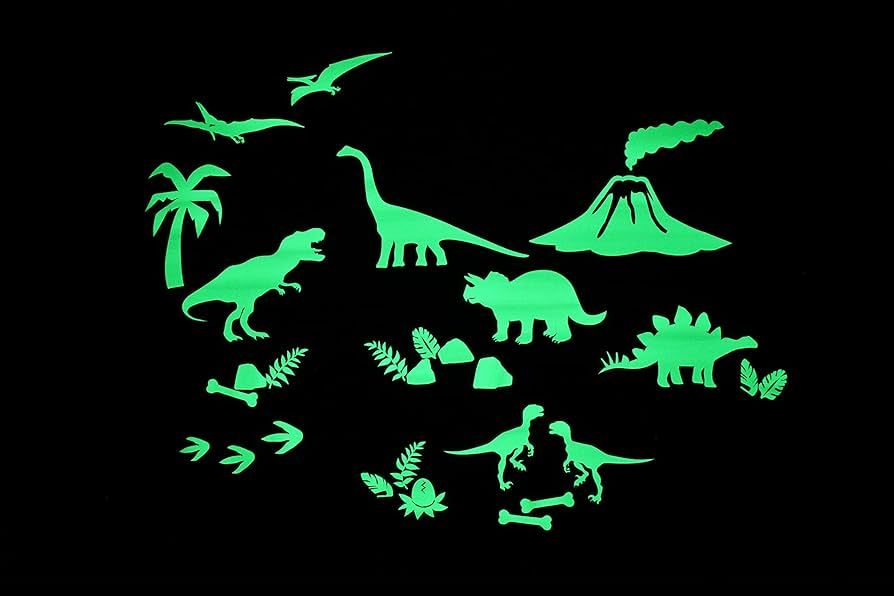 GLOPLAY Dino Series (30pcs/Pack), Glow in The Dark Educational Wall Stickers, The Eco-Friendly an... | Amazon (US)