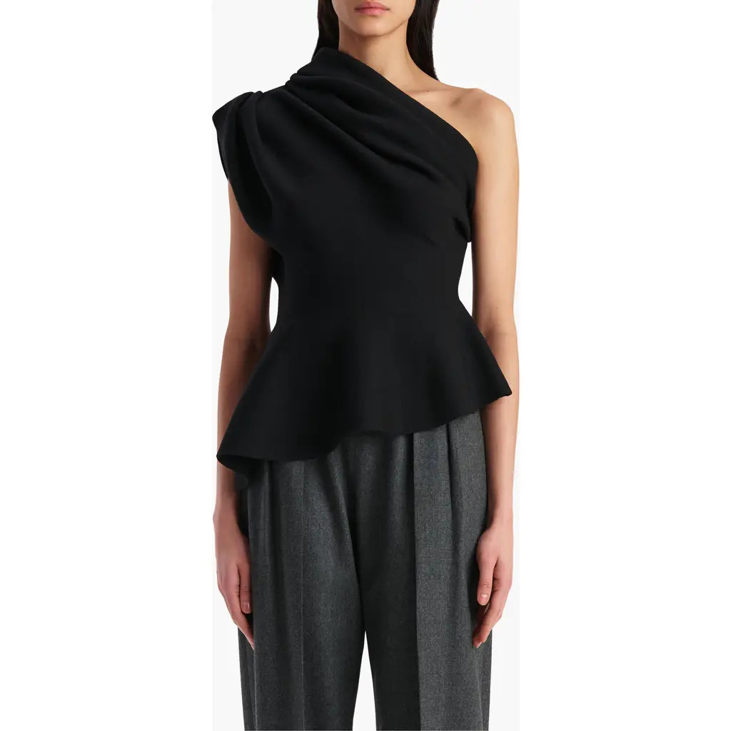 Khaite Aimee One-Shoulder Top in Black at Nordstrom, Size X-Large | Nordstrom