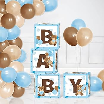 40PCS Teddy Bear Baby Shower Boxes Decorations Bear Theme Party Boxes Block Backdrop Favor with B... | Amazon (US)