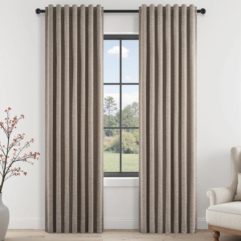 Linen Blackout Curtains, Pinch Pleat Back Tab Full Blackout Drapes Farmhouse Boho Curtains for Wi... | Wayfair North America