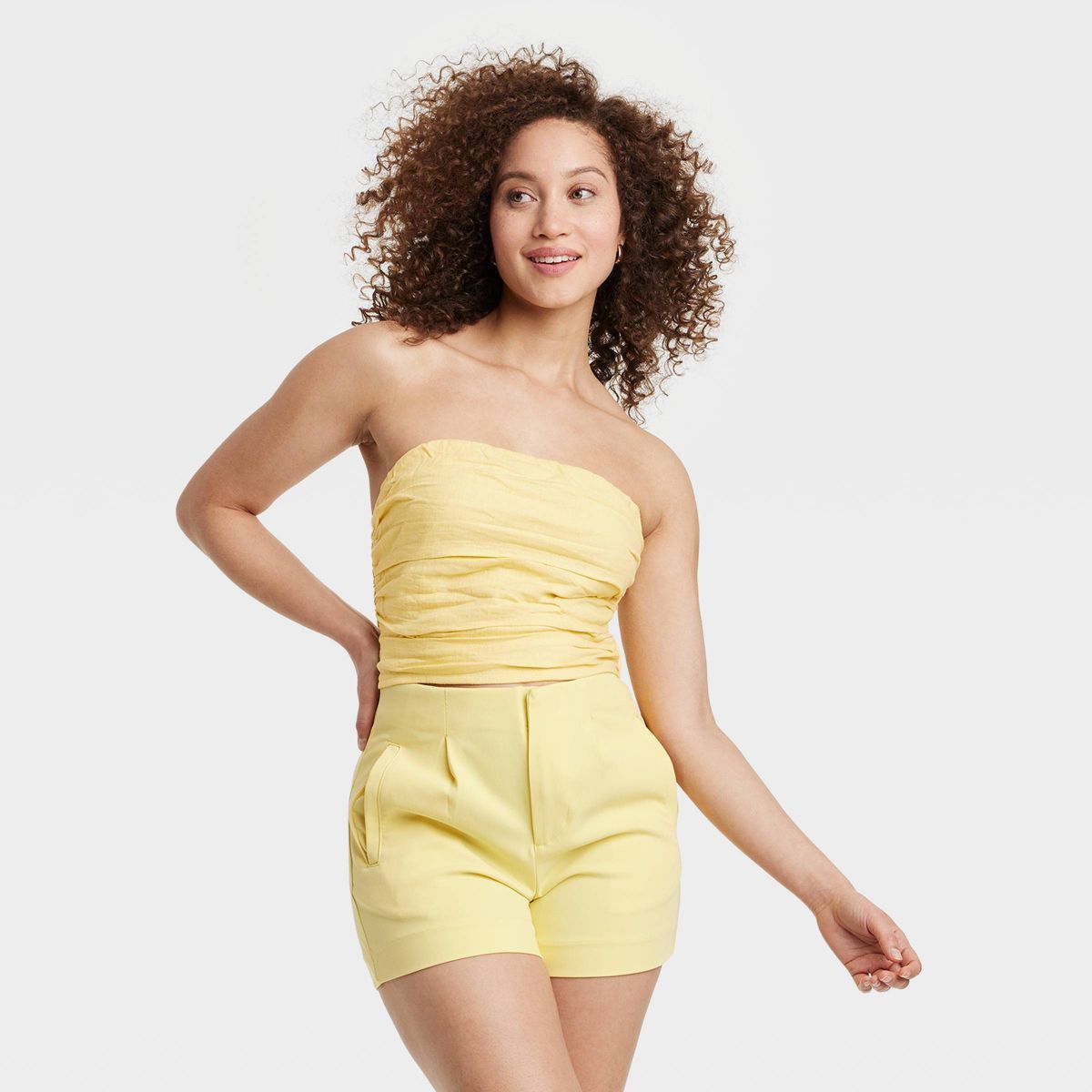 Women's Slim Fit Fashion Tube Top - A New Day™ Yellow XS | Target