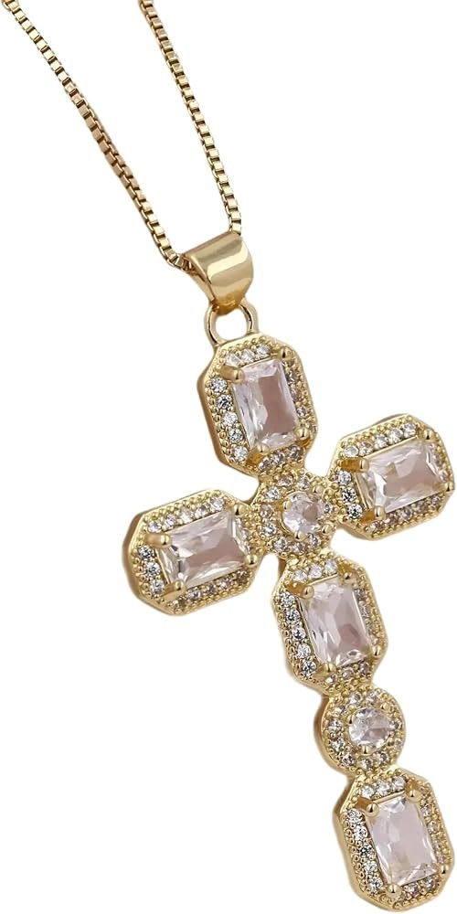 1pc Multicolored Eye -Shaped Cubic Zirconia Cross Pendant - 18K Gold-Plated Jewelry Gift For Wome... | Amazon (US)