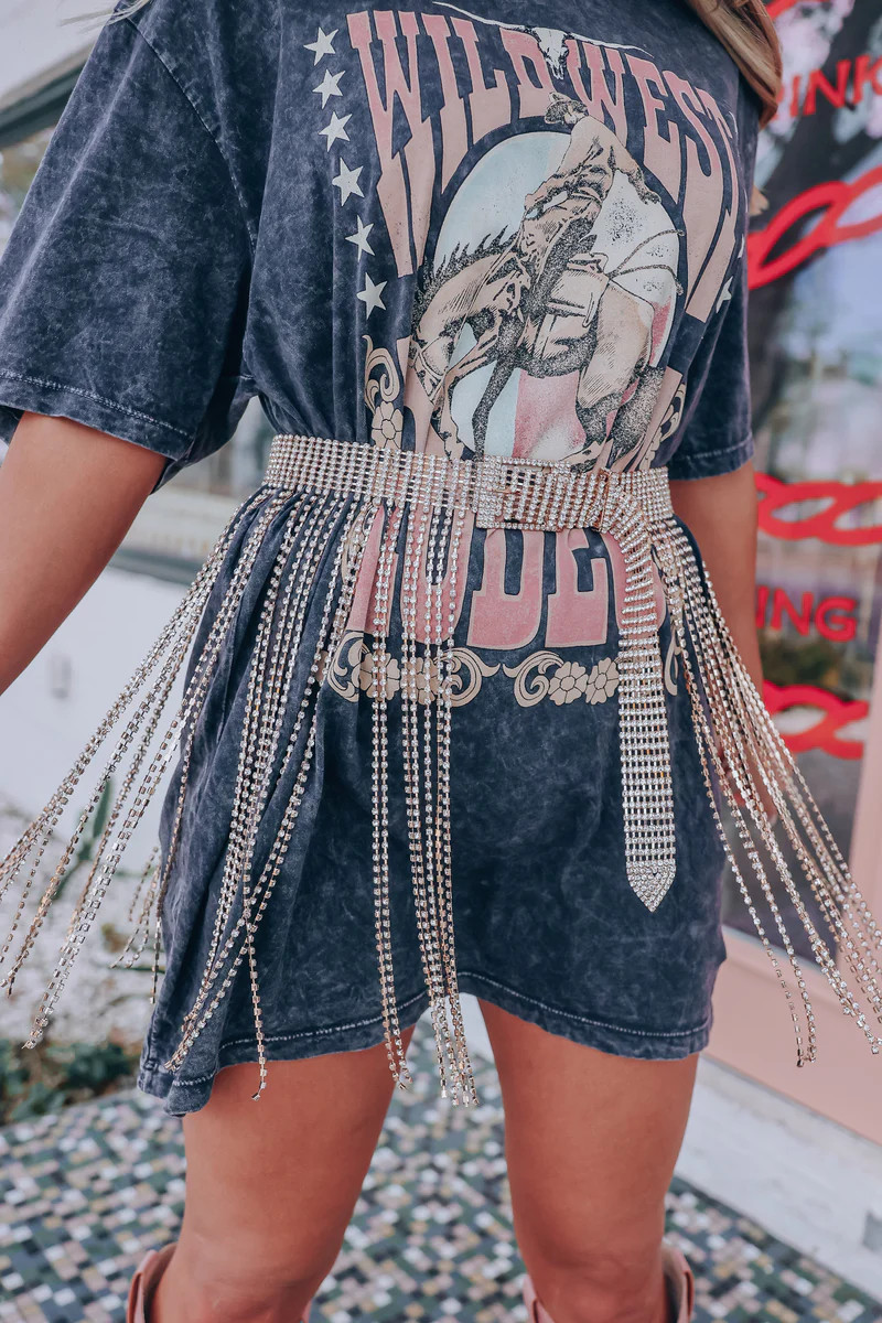 Reba Rhinestone Fringe Belt - Gold | Whiskey Darling Boutique