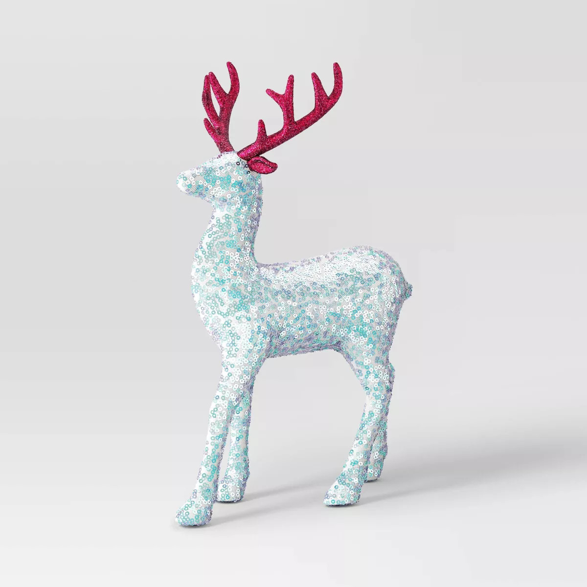 12.75" Sequined Fabric Deer with Glittered Antlers Animal Christmas Figurine - Wondershop™ Whit... | Target