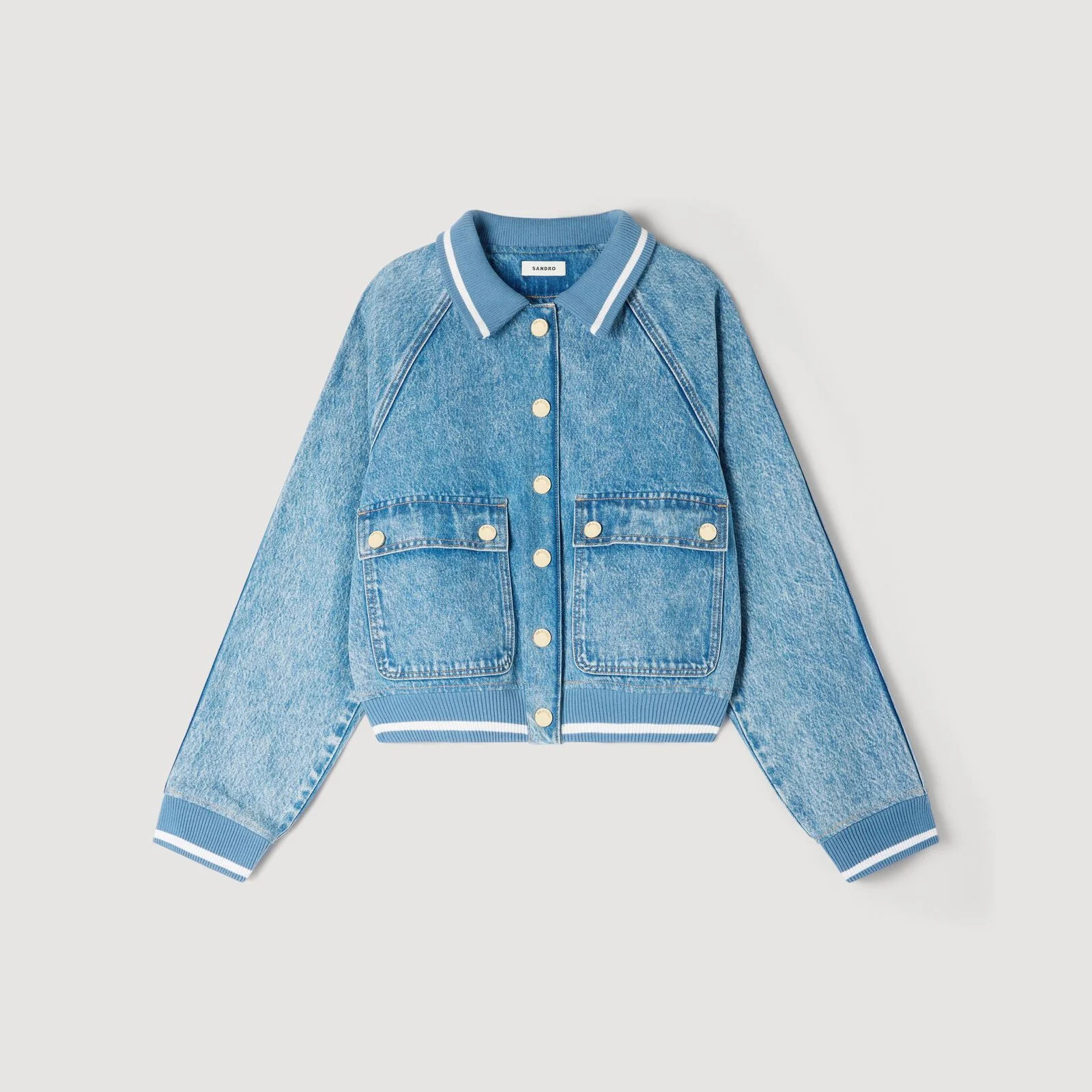 Rib-trimmed denim jacket | Sandro US | Sandro-Paris US