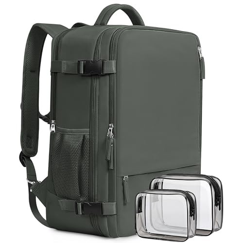 Beraliy Travel Backpack for Men Women, Carry On Backpack, 16 Inch Laptop Backpack, Waterproof Hiking Backpack, Casual Outdoor Daypack College Bag, Olive-green | Amazon (US)