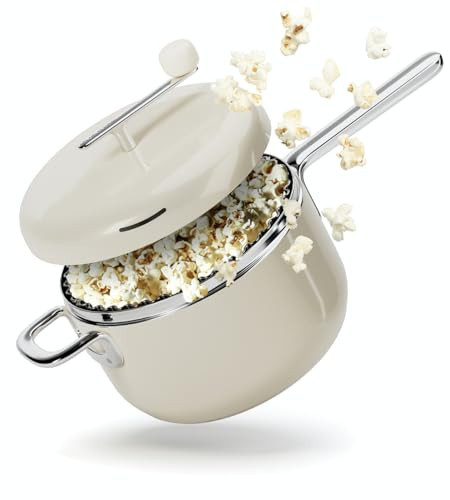 Popsmith Popcorn Popper in Cream - 6 Quart Stovetop Popcorn Machine - Stainless Steel Popcorn Maker Compatible with All Stovetops | Amazon (US)