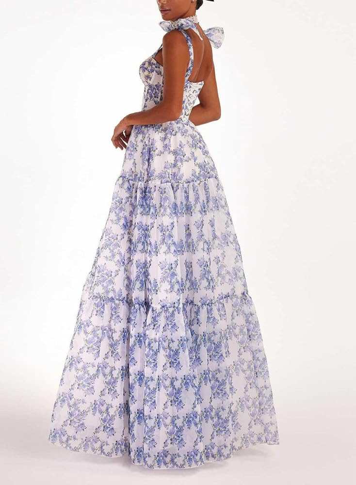 Melliflo Womens Vintage Dress Cami Sleeveless Spaghetti Strap Floral Lace Up Maxi Evening Party C... | Amazon (US)