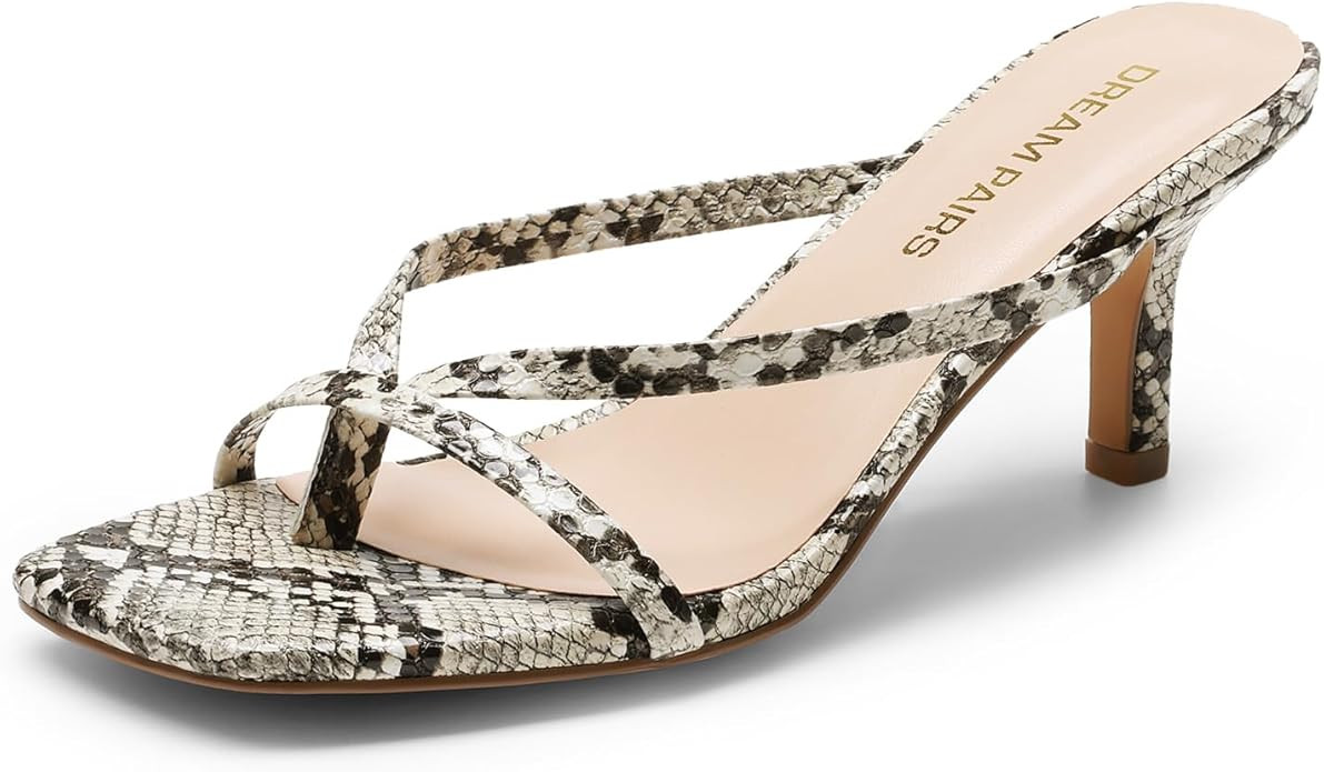 DREAM PAIRS Heels for Women Flip Flops Kitten Low Heels Open Square Toe Thong Heeled Sandals, Sex... | Amazon (US)
