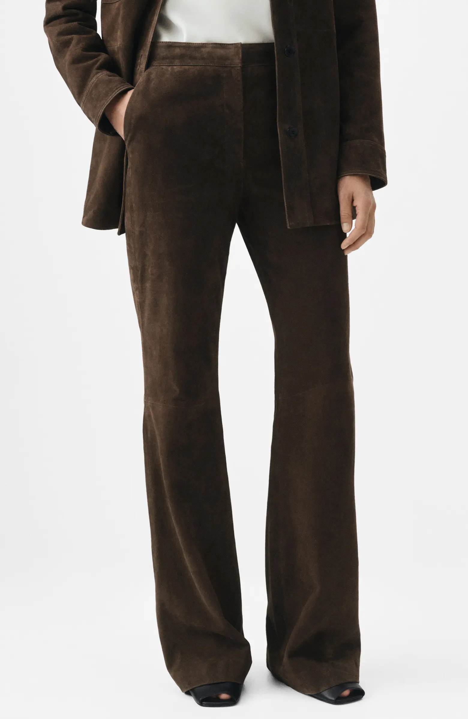 MANGO Selection Suede Flare Leg Pants | Nordstrom | Nordstrom