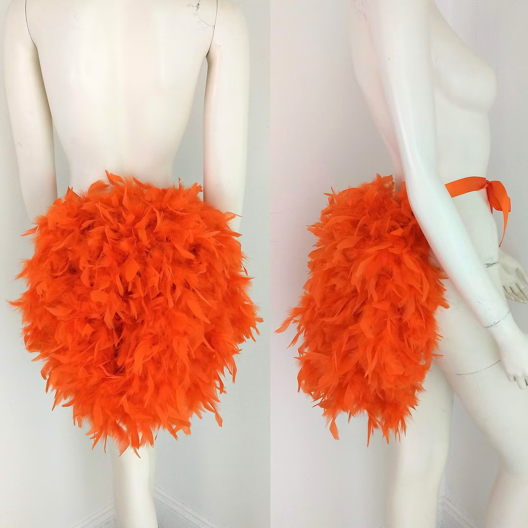 Orange Economical Feather Tail Fan Tail Back Bustle Boa Tutu Costume Showgirl Burlesque Proudly M... | Etsy (US)