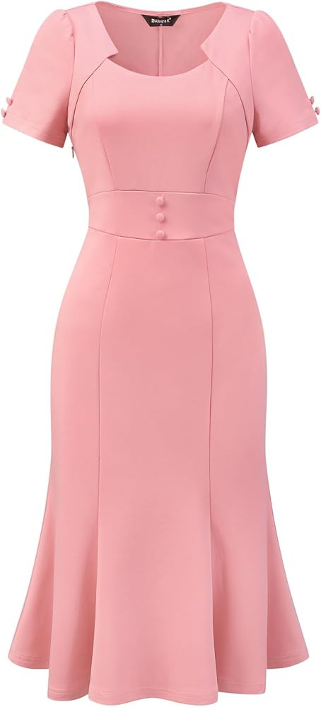 Allegra K Vintage 50s Dress for Women's Retro Cocktail Work Mermaid Midi Dress | Amazon (US)