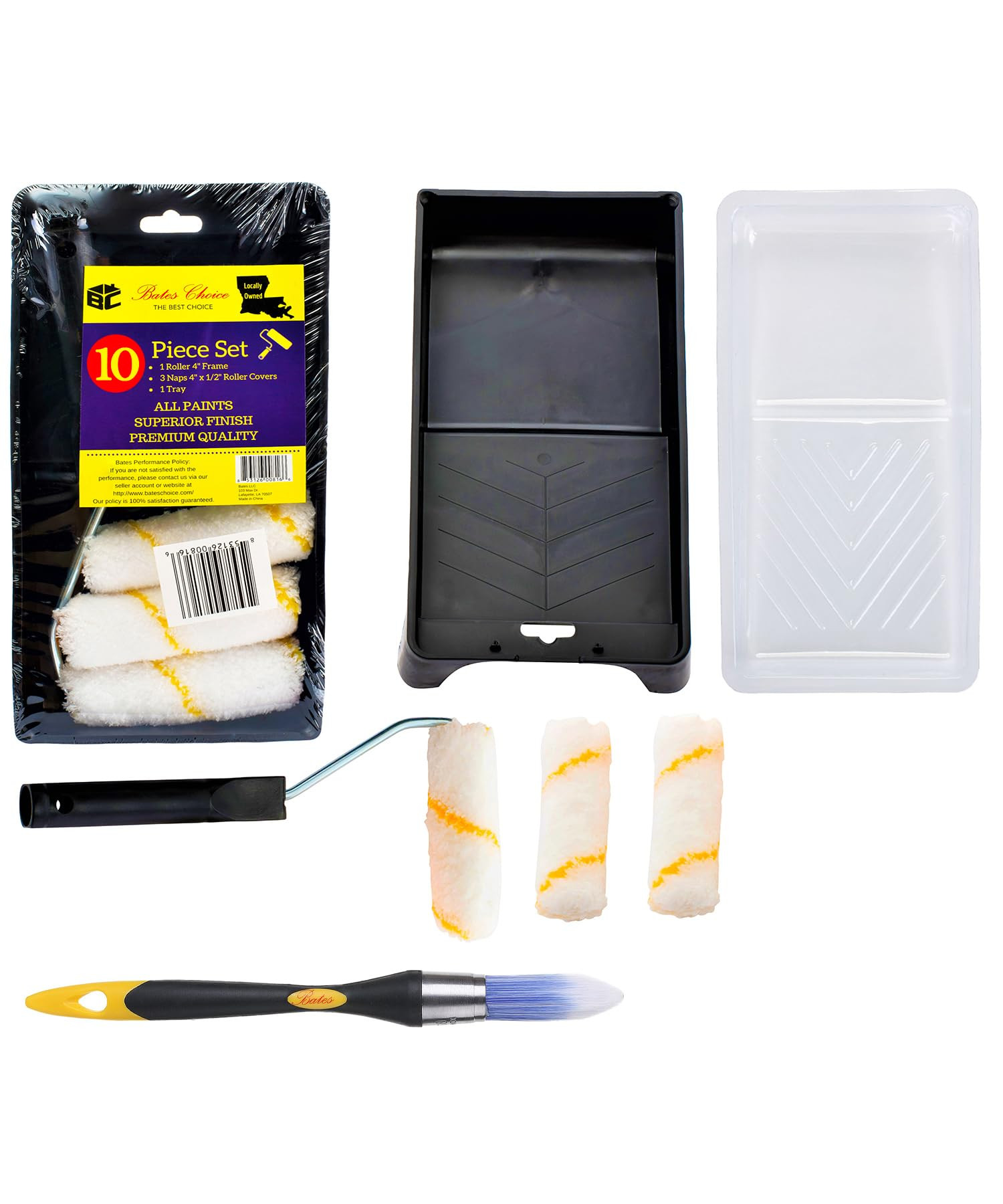 Bates- Paint Tray Set, 10 pcs, 4-Inch Paint Roller Kit, Small Paint Roller Paint Brush, Paint Rol... | Amazon (US)
