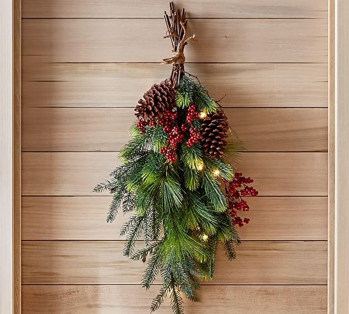 Pre-Lit Faux Red Berry & Pine Swag | Pottery Barn (US)