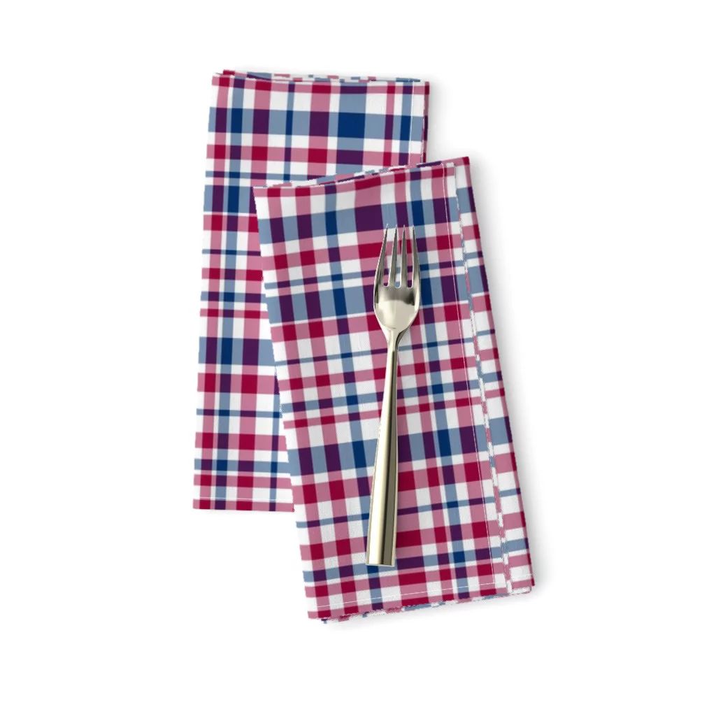 American Plaid Pattern 4Th Of July Cotton Dinner Napkins by Roostery Set of 2 | Walmart (US)