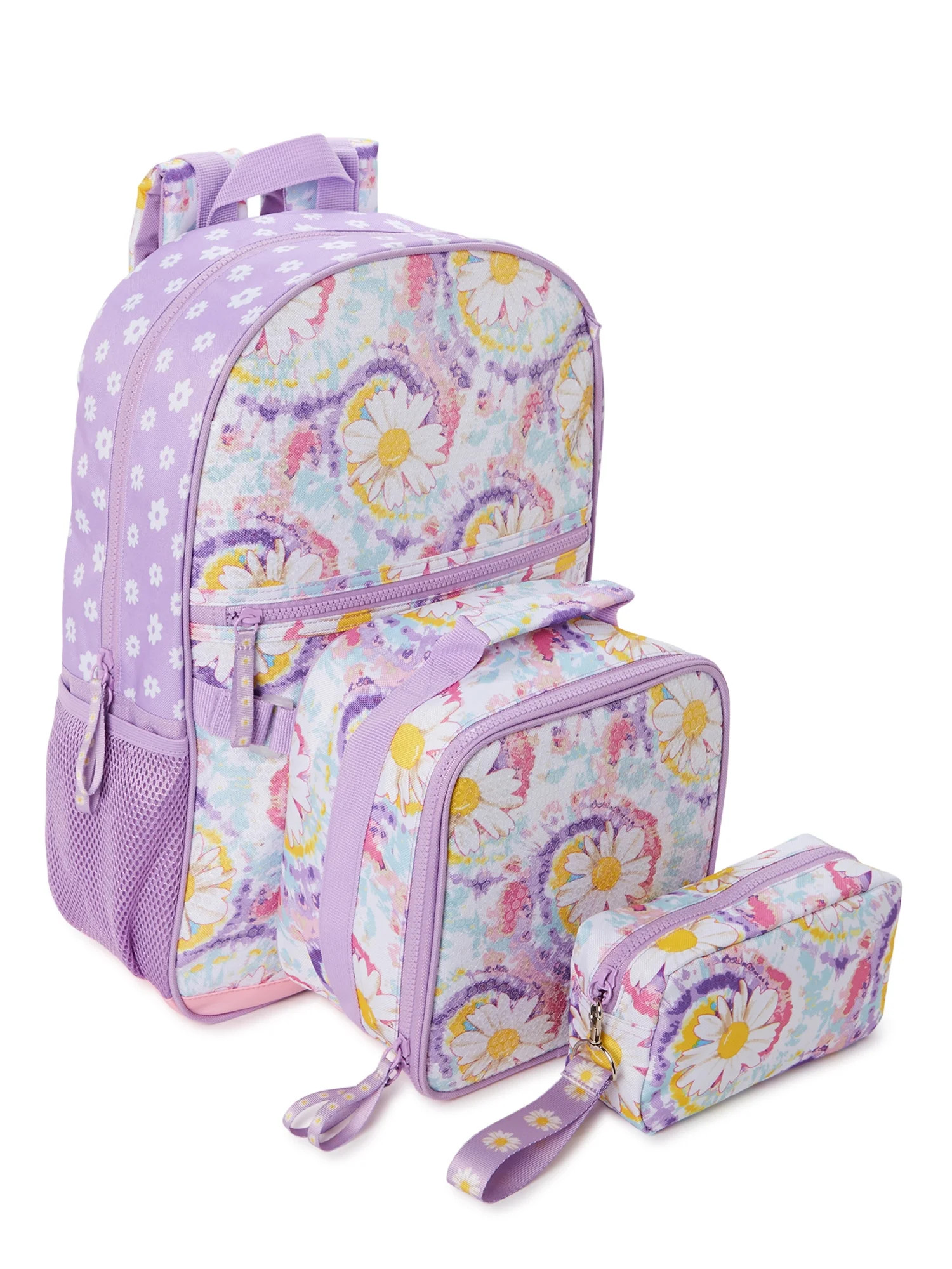 Wonder Nation Girl's Backpack with Lunch Bag 3-Piece Set Purple Daisy | Walmart (US)