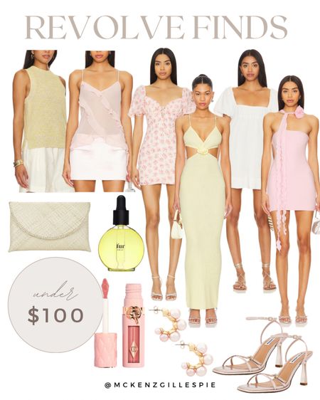 Cute pink and yellow spring and summer finds for revolve for under $100! Obsessed with these tops, dresses, beauty finds, and accessories! 

#LTKstyletip #LTKbeauty #LTKfindsunder100