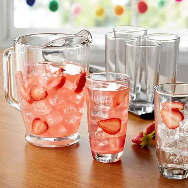 Mainstays 7-Piece Clear Glass Pitcher and Drinkware Tumbler Set | Walmart (US)