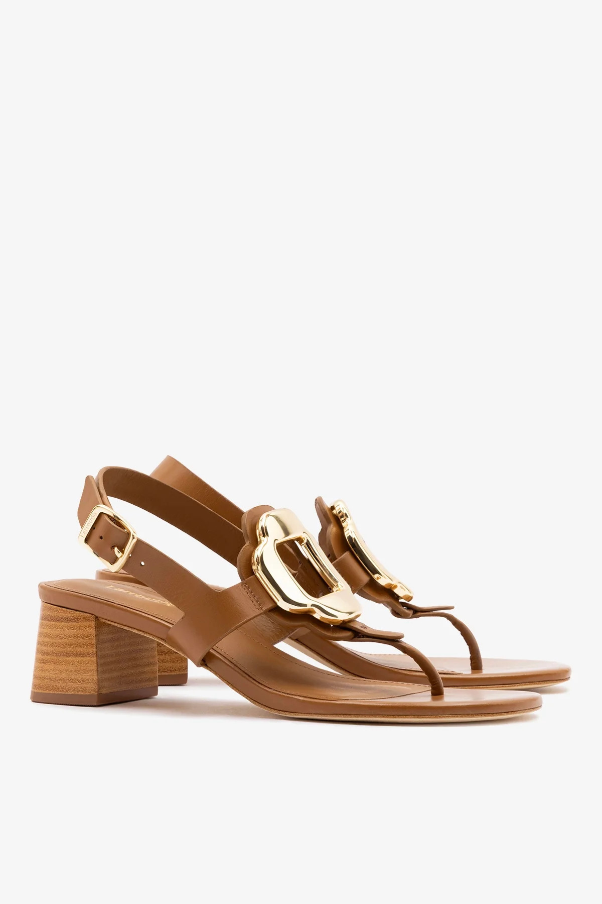 Margherita Block Thong Sandal Caramel Leather | Larroude