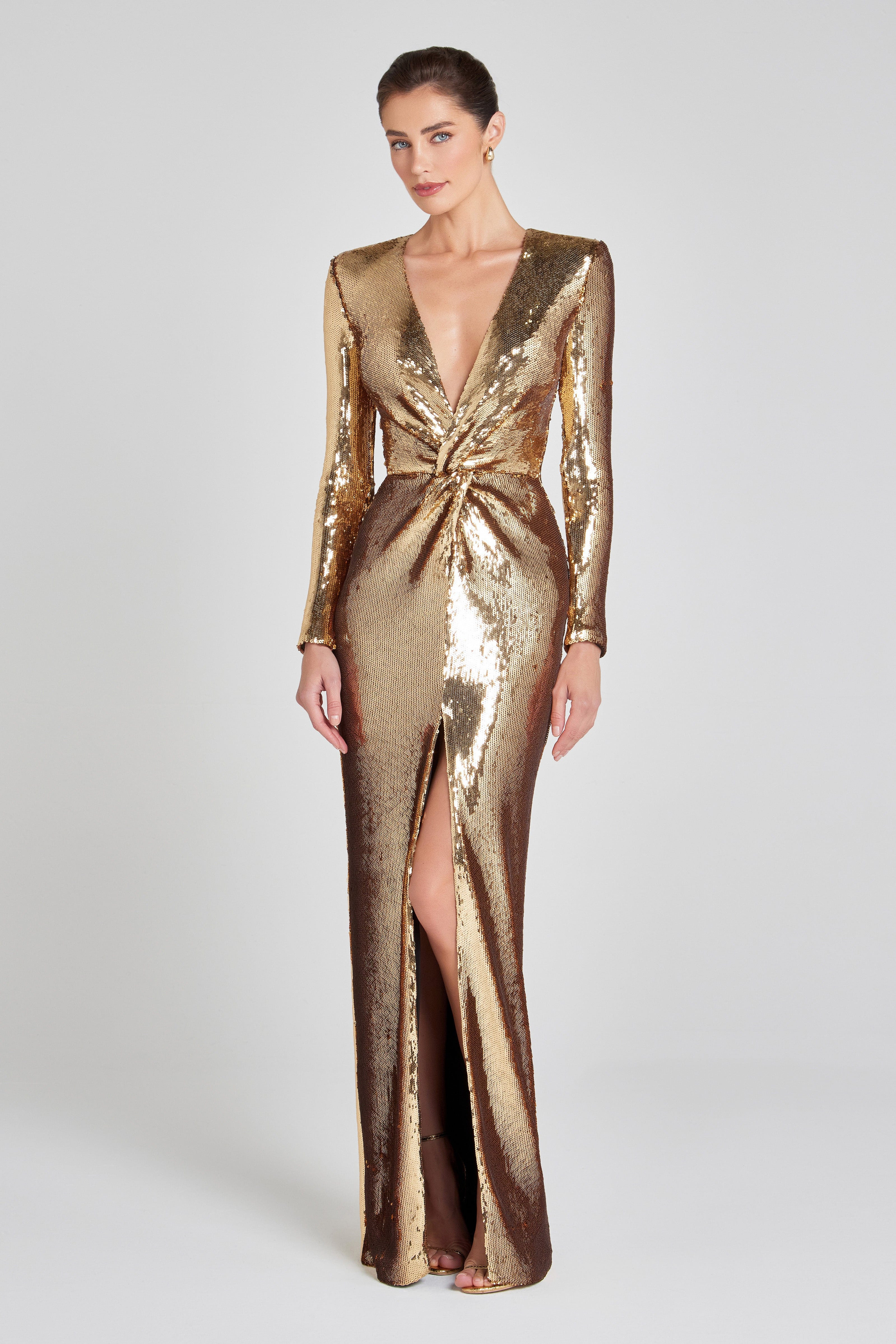Jennifer Gold Dress | Nadine Merabi