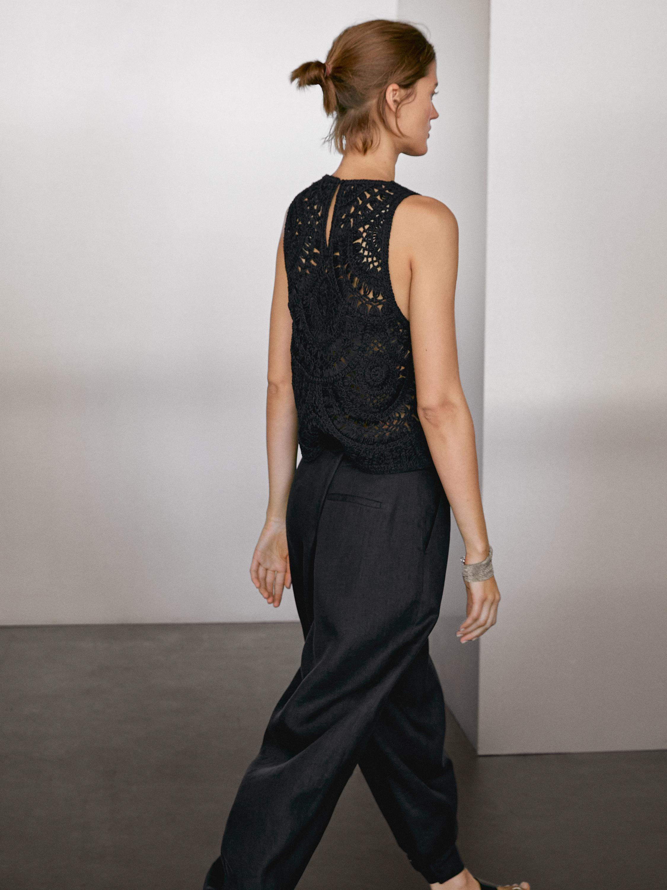 Crochet knit top | Massimo Dutti US