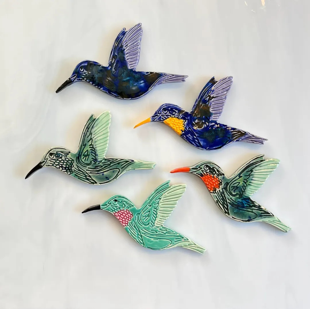 Ceramic Hummingbird Tiles, 2pcs, Whimsical, Choice of Bright Colors, Mosaic and Craft Supplies, G... | Etsy (US)