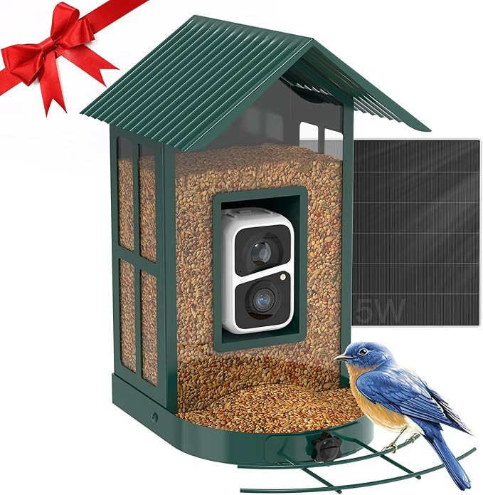 SOLIOM BF08- Metal Solar Bird Feeder Camera with AI Identify Species, Wild Bird Watching Cam, Liv... | Amazon (US)