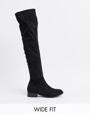 Public Desire Wide Fit Exclusive Elle over the knee boots in black | ASOS (Global)