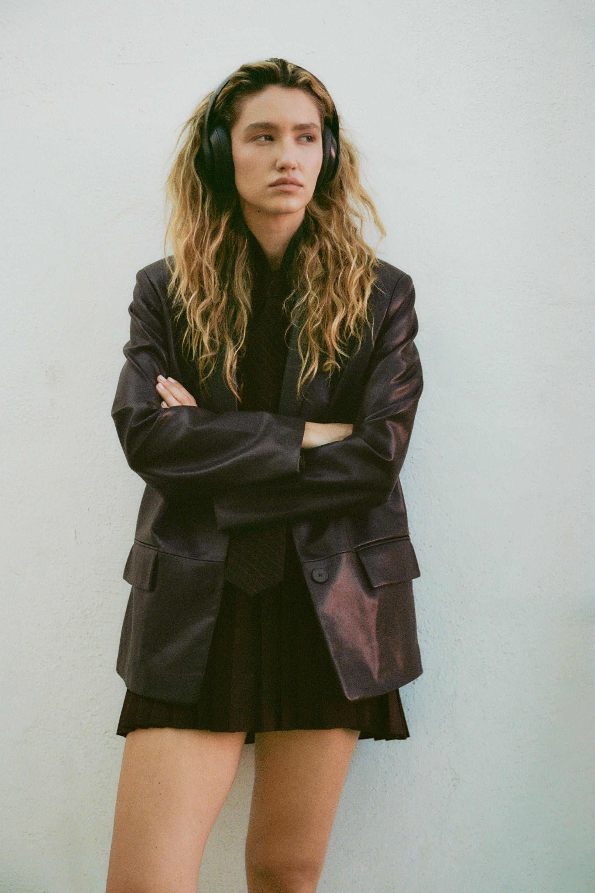 FAUX LEATHER STRAIGHT FIT BLAZER | Zara US