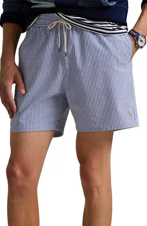 Polo Ralph Lauren Traveler Seersucker Swim Trunks in Blue at Nordstrom, Size Xx-Large | Nordstrom