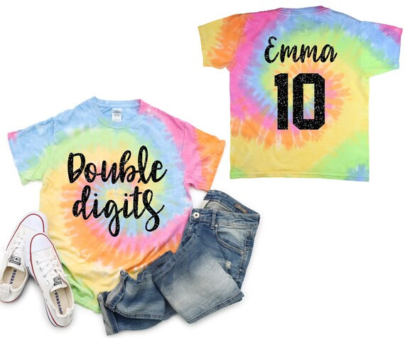 Double Digits Pastel Tie Dye Shirt Black Glitter Vinyl | Etsy | Etsy (US)