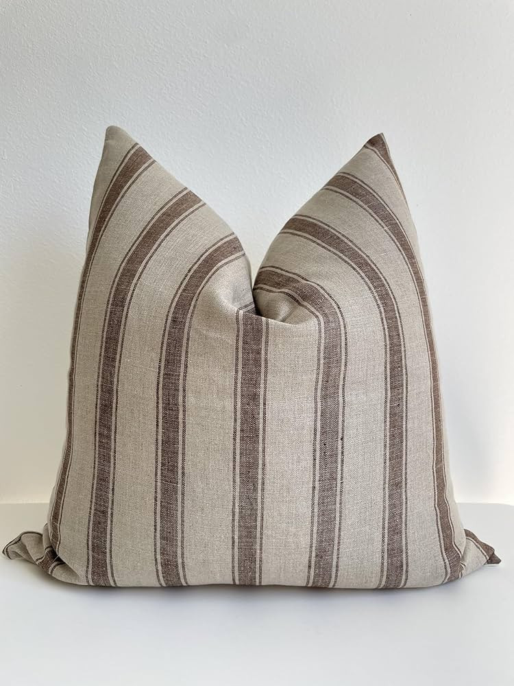 Handwoven Hand Block Print Pure Linen 22x22 Inch Throw Pillow Cover: Handmade Vintage Cushion Cov... | Amazon (US)