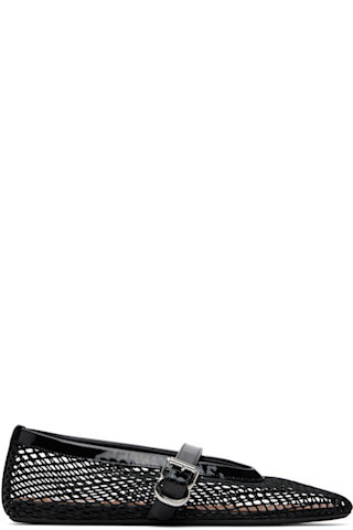 ALAÏA - Black Fishnet Ballerina Flats | SSENSE